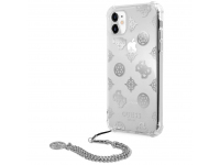 Husa Plastic - TPU Guess Chain Peony pentru Apple iPhone 11, Argintie GUHCN61KSPESI 
