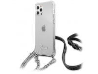 Husa Plastic - TPU Guess 4G Chain pentru Apple iPhone 12 Pro Max, Cu Snur Argintiu, Transparenta GUHCP12LKC4GSSI 