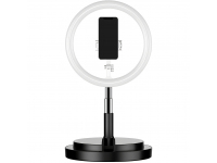 Lampa circulara OEM Ring Light, Pentru Selfie Si Vlogging, Cu Suport Telefon, 52 - 170 cm, Negru 