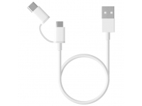 Cablu Date si Incarcare USB la USB Type-C / MicroUSB Xiaomi, 0.3 m, 2in1, Alb SJV4083TY 