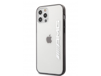 Husa TPU AMG pentru Apple iPhone 12 / Apple iPhone 12 Pro, Metallic Black Edges, Transparenta AMHCP12MAESLBK 
