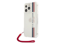 Husa TPU U.S. Polo Tricolor Vertical Stripes pentru Apple iPhone 13 Pro, Transparenta USHCP13LKSTTR 