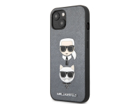 Husa Karl Lagerfeld Saffiano K&C Heads pentru Apple iPhone 13, Argintie KLHCP13MSAKICKCSL 