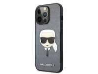 Husa Piele Ecologica Karl Lagerfeld Saffiano Karl Head pentru Apple iPhone 13 Pro, Argintie KLHCP13LSAKHSL 