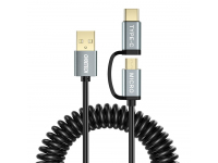 Cablu Date si Incarcare USB la USB Type-C - MicroUSB Choetech, 1.2 m, 2in1, Negru XAC-0012-101BK 