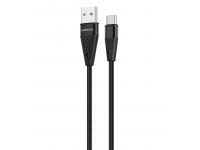 Cablu Date si Incarcare USB la USB Type-C Borofone BU10 Pineapple, 1.2 m, 2.4A, Negru 