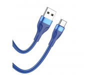 Cablu Date si Incarcare USB la USB Type-C Borofone BX61, 1 m, 3A, Albastru 