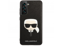 Husa Telefon Karl Lagerfeld Saffiano Karl Head pentru Samsung Galaxy S21 FE 5G G990, KLHCS21FSAKHBK, Neagra, Resigilata 