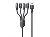 Cablu Incarcare USB la 2x Lightning / USB Type-C / MicroUSB Usams US-SJ516 U73, 1.2 m, 4in1, Negru SJ516USB01 