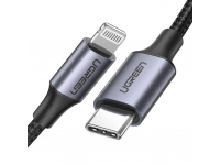 Cablu Date si Incarcare USB Type-C la Lightning UGREEN, US304, 1 m, MFI, 3A, Negru