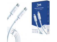 Cablu Date si Incarcare USB Type-C la USB Type-C 3MK Hyper Silicone, 1 m, PD 60W, 3A, Alb 