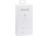 Incarcator Retea cu cablu USB Type C - Lightning OEM pentru Apple iPhone / iPad, 20W, 1 X USB Tip-C, Alb 