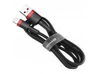 Cablu Date si Incarcare USB la Lightning Baseus Cafule, 0.5 m, 2.4A, Negru Rosu CALKLF-A19 