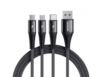 Cablu Incarcare USB la Lightning / USB Type-C/ MicroUSB Joyroom S-1230G4, 3in1, 1.2 m, Negru 