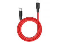 Cablu Date si Incarcare USB Type-C la Lightning HOCO X21 Plus, 1 m, Negru Rosu 