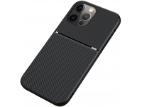 Husa Piele Ecologica OEM Elegance Carbon pentru Samsung Galaxy M23, Neagra 