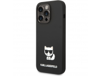 Husa TPU Karl Lagerfeld Liquid Silicone pentru Apple iPhone 14 Pro Max, Choupette, Neagra KLHCP14XSLCTBK 