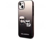 Husa TPU Karl Lagerfeld Gradient pentru Apple iPhone 14, Karl and Choupette, Neagra KLHCP14STGKCK 