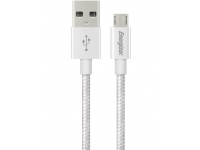 Cablu Date si Incarcare USB la MicroUSB Energizer Metallic, 1.2 m, Alb C13UBMCGWH4 