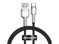 Cablu Date si Incarcare USB-A - USB-C Baseus Cafule Metal Series, 66W, 1m, Negru CAKF000101