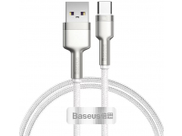 Cablu Date si Incarcare USB-A - USB-C Baseus Cafule Metal Series, 66W, 1m, Alb CAKF000102
