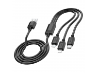 Cablu Incarcare USB la Lightning / USB Type-C / MicroUSB HOCO X74, 1 m, Negru 
