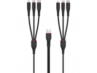 Cablu Incarcare USB la Lightning / USB Type-C / MicroUSB XO Design NB196, 2 m, Negru
