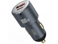 Incarcator Auto USB XO Design CC47, Quick Charge, 100W, 1 X USB - 1 X USB Type-C, Gri 