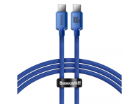Cablu Incarcare USB-C - USB-C Baseus Crystal Shine Series, 100W, 1.2m, Albastru CAJY000603