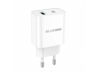 Incarcator Retea USB BLUE Power BC80A, Quick Charge, 20W, 1 X USB - 1 X USB Type-C, Alb 