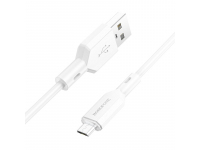 Cablu Date si Incarcare USB la MicroUSB Borofone BX70, 1 m, 2.4A, Alb 