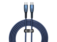 Cablu Date si Incarcare USB-C - USB-C Baseus Glimmer Series, 100W, 2m, Albastru CADH000803 