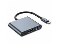 Hub USB-C Tech-Protect V1 pentru, 1 x USB-A 3.0 - 1 x USB-C - 1 x HDMI, Gri