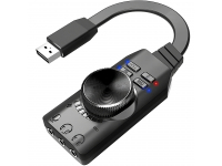 Placa de sunet USB Plextone GS3, 3 x Jack 3.5mm, Negru 