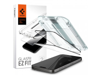 Folie de protectie Ecran Spigen EZ FIT pentru Apple iPhone 15 Pro, Sticla Securizata, Full Glue, Set 2 bucati, 2.5D, Case Friendly, Neagra AGL06893