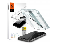 Folie de protectie Ecran Spigen EZ FIT pentru Apple iPhone 15, Sticla Securizata, Full Glue, 2.5D, Case Friendly, Neagra AGL06908 