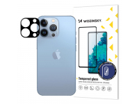 Folie de protectie Camera spate WZK pentru Apple iPhone 15 Pro, Sticla Securizata, Full Glue, Neagra 