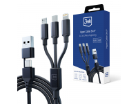 Cablu Date si Incarcare USB-A / USB-C - Lightning / microUSB / USB-C 3MK Hyper, 12W, 1.5m, Negru 