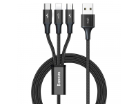 Cablu Incarcare USB-A - Lightning / microUSB / USB-C Baseus Rapid, 20W, 1.2m, Negru CAJS000001 