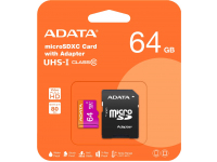 Card Memorie microSDXC Adata, 64Gb, Clasa 10 / UHS-1 U1, Cu Adaptor AUSDX64GUICL10-RA1