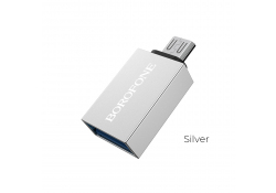 Adaptor OTG USB la MicroUSB Hoco BV2, Argintiu