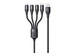 Cablu Date si Incarcare USB la 2x Lightning / USB Type-C / MicroUSB Usams US-SJ516 U73, 1.2 m, 4in1, Negru SJ516USB01 