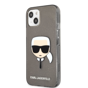 Husa TPU Karl Lagerfeld Full Glitter Karl Head pentru Apple iPhone 13 mini, Neagra KLHCP13SKHTUGLB 