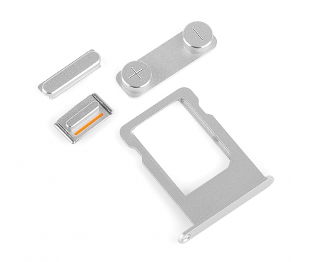 Set butoane laterale si suport SIM Apple iPhone 5s argintiu
