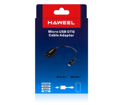 Adaptor OTG microUSB-USB Haweel alb Blister