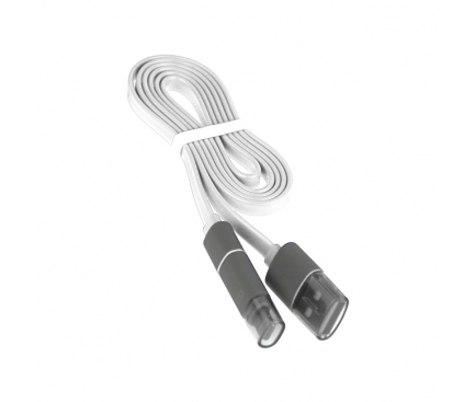 Cablu de date USB - Lightning MicroUSB Noodle alb