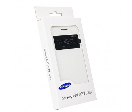 Husa piele Samsung Galaxy Core II G355 EF-CG355BW alba Blister Originala