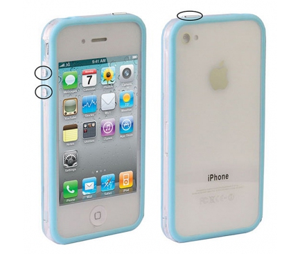 Rama protectie silicon TPU Apple iPhone 4 bleu Blister