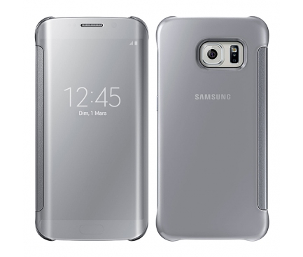 Husa plastic Samsung Galaxy S6 edge G925 Clear View EF-ZG925BSEGWW argintie Blister Originala