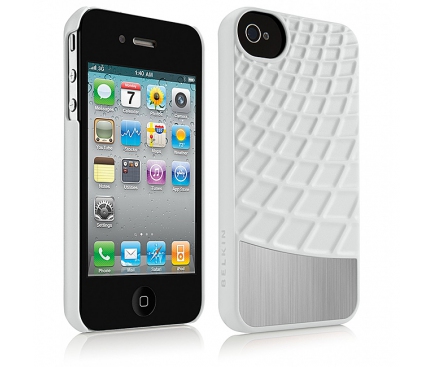 Husa plastic Apple iPhone 4 Belkin Meta F8Z864cwC00 alba Blister Originala
